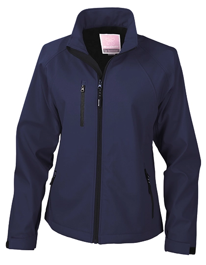 Women´s Base Layer Soft Shell Jacket zum Besticken und Bedrucken in der Farbe Navy mit Ihren Logo, Schriftzug oder Motiv.