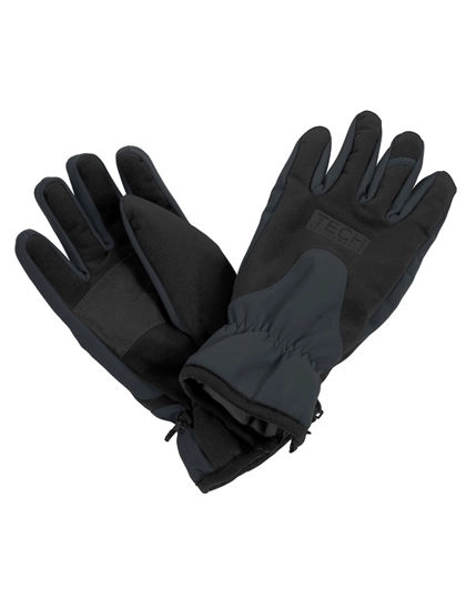 Tech Performance Sport Gloves zum Besticken und Bedrucken in der Farbe Black-Grey mit Ihren Logo, Schriftzug oder Motiv.