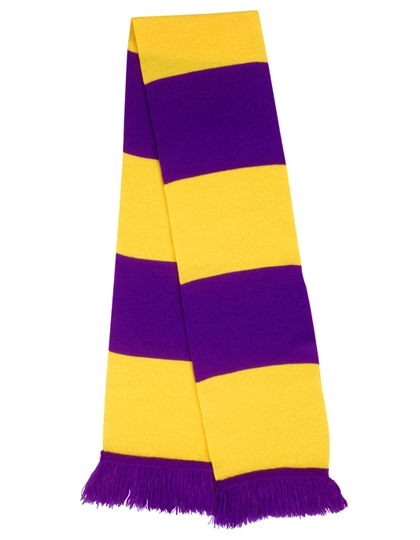 Team Scarf zum Besticken und Bedrucken in der Farbe Purple-Yellow mit Ihren Logo, Schriftzug oder Motiv.