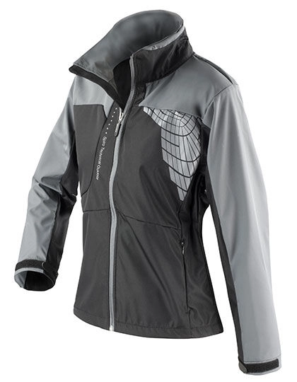 Women´s 3 Layer Softshell Jacket zum Besticken und Bedrucken in der Farbe Black-Grey mit Ihren Logo, Schriftzug oder Motiv.
