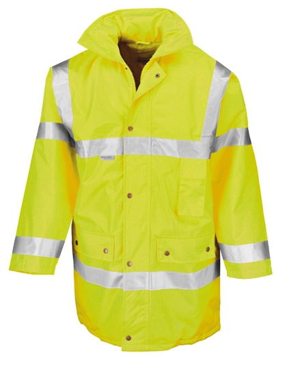 Safety Jacket zum Besticken und Bedrucken in der Farbe Fluorescent Yellow mit Ihren Logo, Schriftzug oder Motiv.