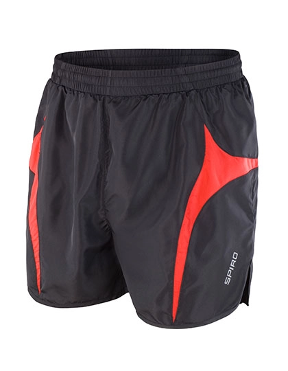 Micro Lite Running Shorts zum Besticken und Bedrucken in der Farbe Black-Red mit Ihren Logo, Schriftzug oder Motiv.