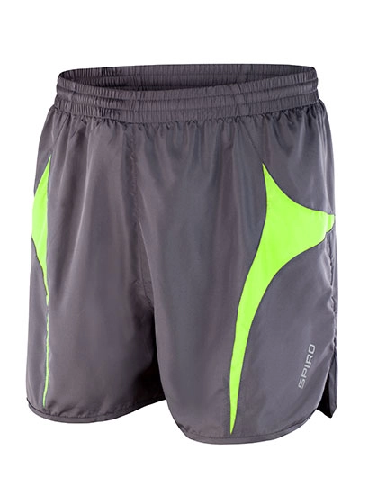 Micro Lite Running Shorts zum Besticken und Bedrucken in der Farbe Grey-Lime mit Ihren Logo, Schriftzug oder Motiv.