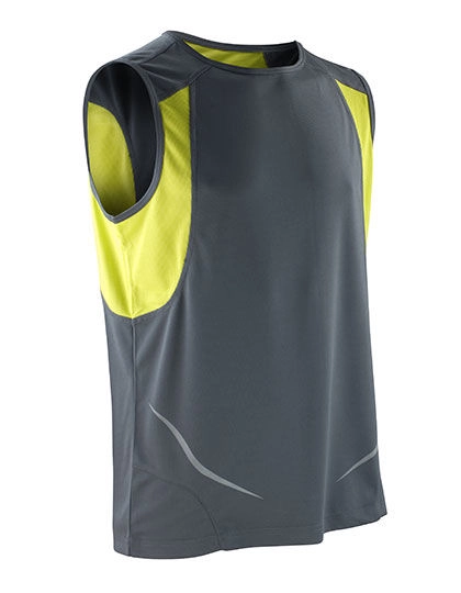 Sport Athletic Vest zum Besticken und Bedrucken in der Farbe Grey-Lime mit Ihren Logo, Schriftzug oder Motiv.