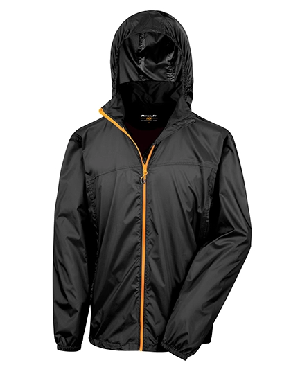 Urban HDi Quest Lightweight Stowable Jacket zum Besticken und Bedrucken in der Farbe Black-Orange mit Ihren Logo, Schriftzug oder Motiv.