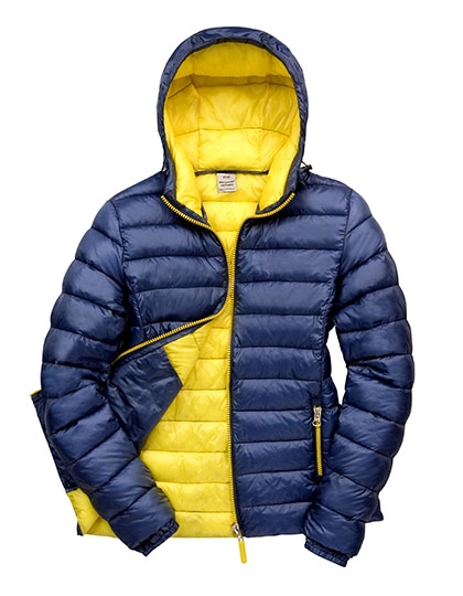 Women´s Snow Bird Hooded Jacket zum Besticken und Bedrucken in der Farbe Navy-Yellow mit Ihren Logo, Schriftzug oder Motiv.