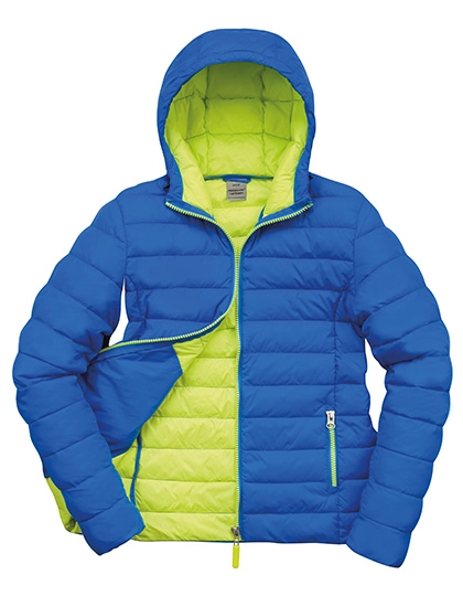 Women´s Snow Bird Hooded Jacket zum Besticken und Bedrucken in der Farbe Ocean Blue-Lime mit Ihren Logo, Schriftzug oder Motiv.