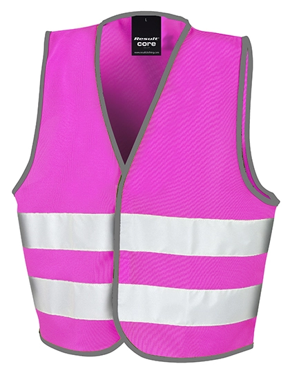 Junior Safety Vest zum Besticken und Bedrucken in der Farbe Pink mit Ihren Logo, Schriftzug oder Motiv.