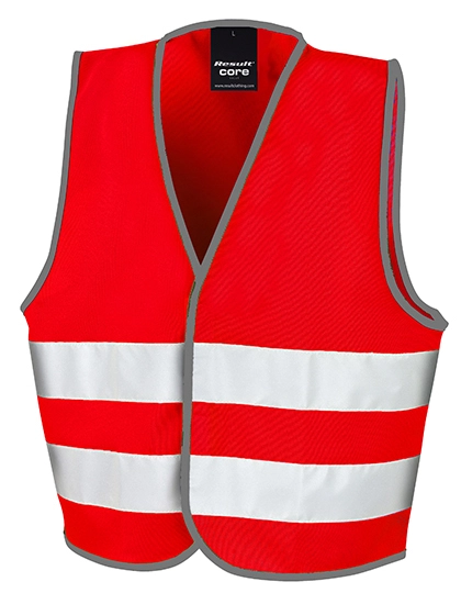 Junior Safety Vest zum Besticken und Bedrucken in der Farbe Red mit Ihren Logo, Schriftzug oder Motiv.