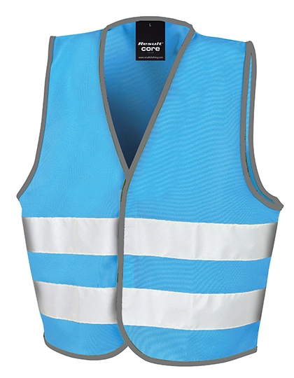 Junior Safety Vest zum Besticken und Bedrucken in der Farbe Sky mit Ihren Logo, Schriftzug oder Motiv.