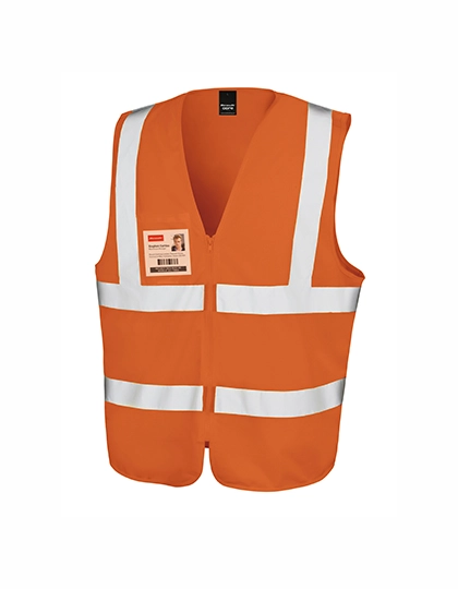 Zip I.D. Safety Tabard zum Besticken und Bedrucken in der Farbe Fluorescent Orange mit Ihren Logo, Schriftzug oder Motiv.