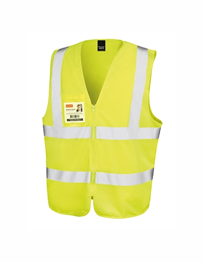 Zip I.D. Safety Tabard zum Besticken und Bedrucken in der Farbe Fluorescent Yellow mit Ihren Logo, Schriftzug oder Motiv.