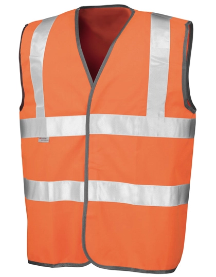 Safety High Vis Vest zum Besticken und Bedrucken in der Farbe Fluorescent Orange mit Ihren Logo, Schriftzug oder Motiv.