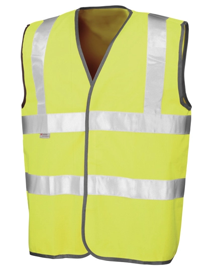 Safety High Vis Vest zum Besticken und Bedrucken in der Farbe Fluorescent Yellow mit Ihren Logo, Schriftzug oder Motiv.