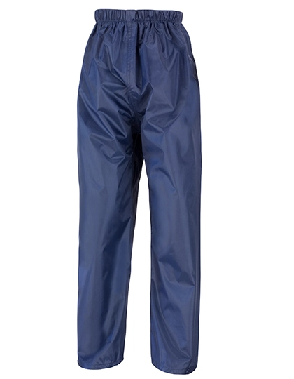 Junior Rain Trousers zum Besticken und Bedrucken in der Farbe Navy mit Ihren Logo, Schriftzug oder Motiv.