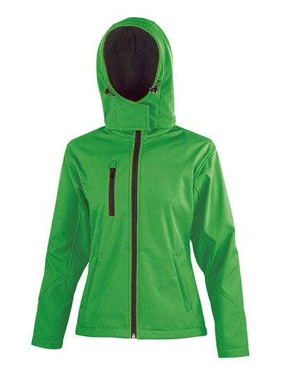 Women´s TX Performance Hooded Soft Shell Jacket zum Besticken und Bedrucken in der Farbe Vivid Green-Black mit Ihren Logo, Schriftzug oder Motiv.