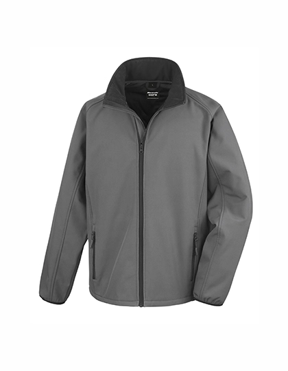 Printable Soft Shell Jacket zum Besticken und Bedrucken in der Farbe Charcoal-Black mit Ihren Logo, Schriftzug oder Motiv.