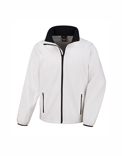 Printable Soft Shell Jacket zum Besticken und Bedrucken in der Farbe White-Black mit Ihren Logo, Schriftzug oder Motiv.