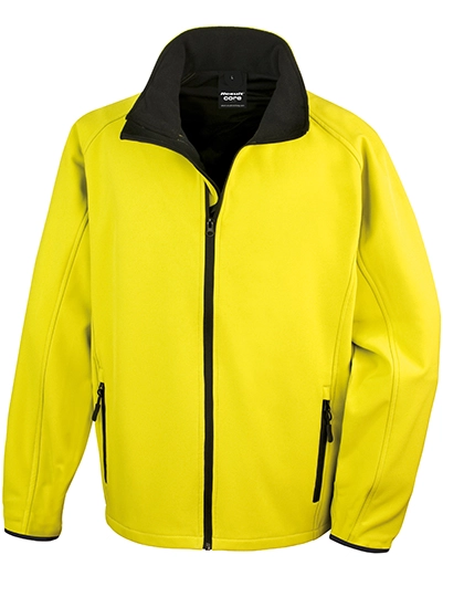 Printable Soft Shell Jacket zum Besticken und Bedrucken in der Farbe Yellow-Black mit Ihren Logo, Schriftzug oder Motiv.
