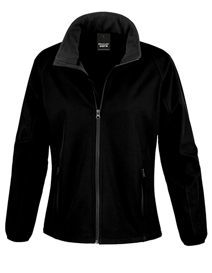 Women´s Printable Soft Shell Jacket zum Besticken und Bedrucken in der Farbe Black-Black mit Ihren Logo, Schriftzug oder Motiv.