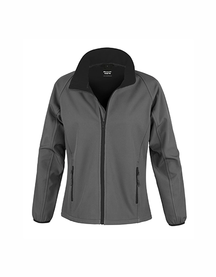 Women´s Printable Soft Shell Jacket zum Besticken und Bedrucken in der Farbe Charcoal-Black mit Ihren Logo, Schriftzug oder Motiv.