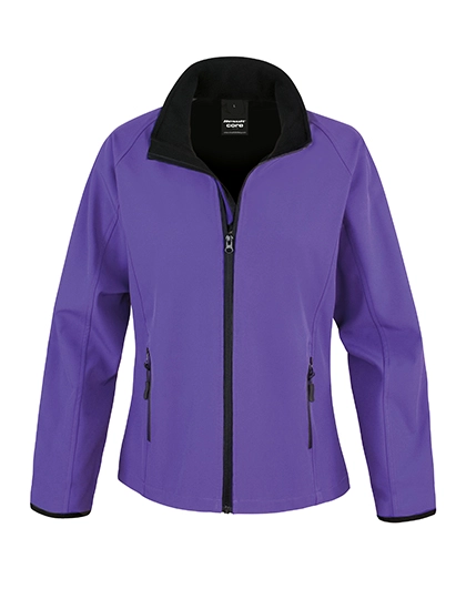 Women´s Printable Soft Shell Jacket zum Besticken und Bedrucken in der Farbe Purple-Black mit Ihren Logo, Schriftzug oder Motiv.