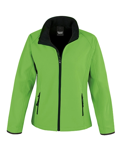 Women´s Printable Soft Shell Jacket zum Besticken und Bedrucken in der Farbe Vivid Green-Black mit Ihren Logo, Schriftzug oder Motiv.