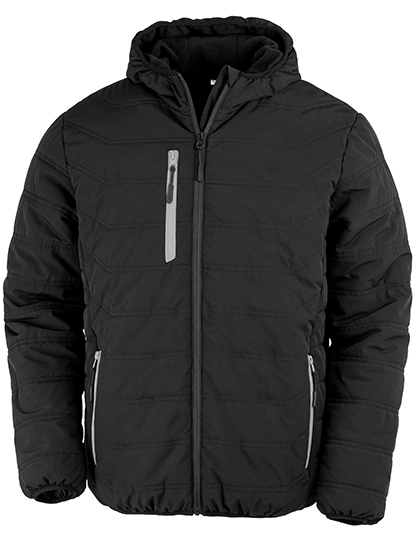Recycled Black Compass Padded Winter Jacket zum Besticken und Bedrucken in der Farbe Black-Grey mit Ihren Logo, Schriftzug oder Motiv.