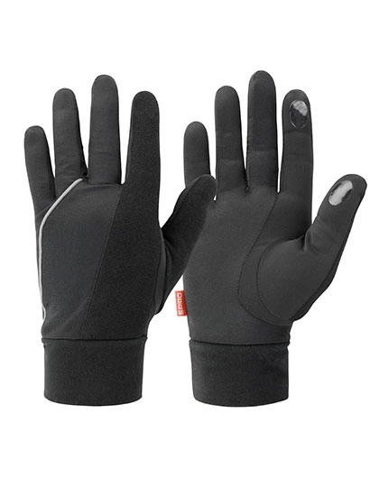 Elite Running Gloves zum Besticken und Bedrucken in der Farbe Black mit Ihren Logo, Schriftzug oder Motiv.