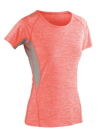 Women´s Fitness Tech Panel Marl T-Shirt zum Besticken und Bedrucken in der Farbe Orange Marl-Grey Mist Marl mit Ihren Logo, Schriftzug oder Motiv.