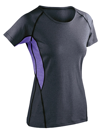 Women´s Fitness Tech Panel Marl T-Shirt zum Besticken und Bedrucken in der Farbe Phantom Grey-Lavender mit Ihren Logo, Schriftzug oder Motiv.
