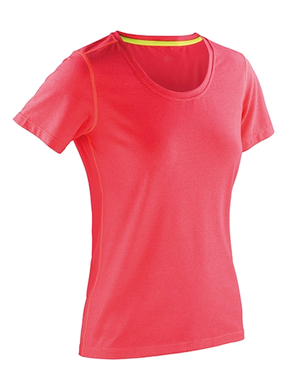 Women´s Fitness Shiny Marl T-Shirt zum Besticken und Bedrucken in der Farbe Hot Coral-Lime Punch mit Ihren Logo, Schriftzug oder Motiv.