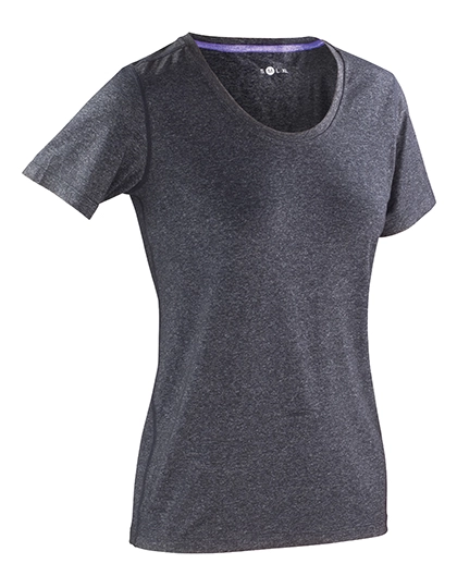 Women´s Fitness Shiny Marl T-Shirt zum Besticken und Bedrucken in der Farbe Phantom Grey-Lavender mit Ihren Logo, Schriftzug oder Motiv.