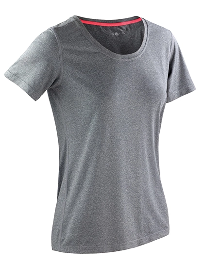 Women´s Fitness Shiny Marl T-Shirt zum Besticken und Bedrucken in der Farbe Sport Grey-Hot Coral mit Ihren Logo, Schriftzug oder Motiv.