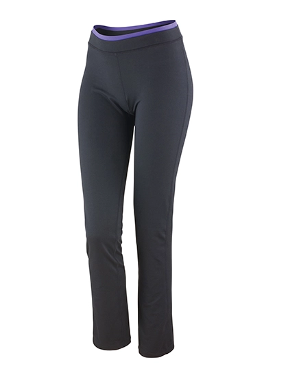 Women´s Fitness Trousers zum Besticken und Bedrucken in der Farbe Black-Lavender mit Ihren Logo, Schriftzug oder Motiv.