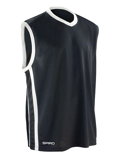 Men´s Basketball Quick Dry Top zum Besticken und Bedrucken in der Farbe Black-White mit Ihren Logo, Schriftzug oder Motiv.