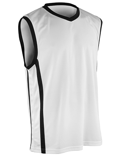 Men´s Basketball Quick Dry Top zum Besticken und Bedrucken in der Farbe White-Black mit Ihren Logo, Schriftzug oder Motiv.