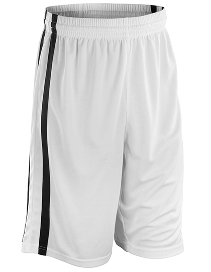Men´s Basketball Quick Dry Short zum Besticken und Bedrucken in der Farbe White-Black mit Ihren Logo, Schriftzug oder Motiv.