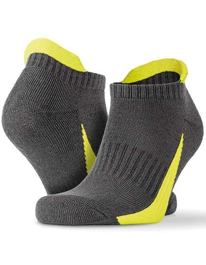 Sneaker Sports Socks (3 Pair Pack) zum Besticken und Bedrucken in der Farbe Grey-Lime mit Ihren Logo, Schriftzug oder Motiv.