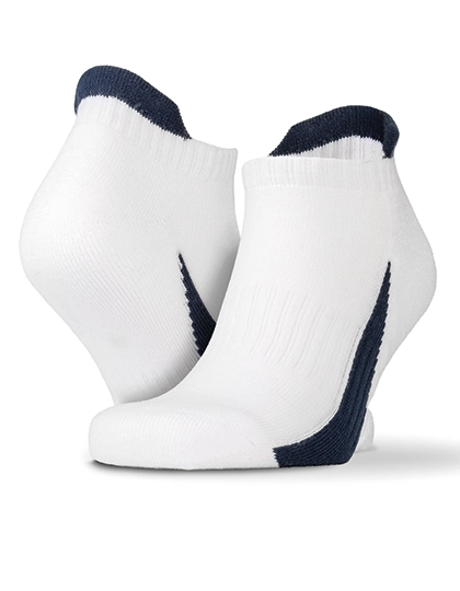 Sneaker Sports Socks (3 Pair Pack) zum Besticken und Bedrucken in der Farbe White-Navy mit Ihren Logo, Schriftzug oder Motiv.