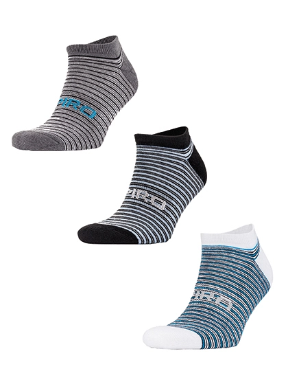 3-Pack Mixed Stripe Coolmax Sneaker Socks zum Besticken und Bedrucken mit Ihren Logo, Schriftzug oder Motiv.