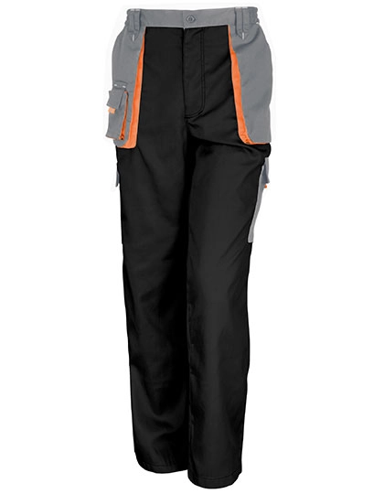 Lite Trousers zum Besticken und Bedrucken in der Farbe Black-Grey-Orange mit Ihren Logo, Schriftzug oder Motiv.