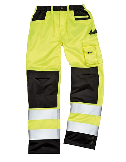 Safety Cargo Trouser zum Besticken und Bedrucken in der Farbe Fluorescent Yellow mit Ihren Logo, Schriftzug oder Motiv.