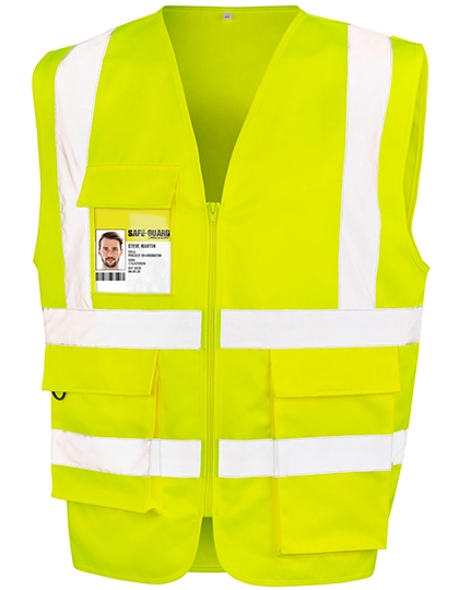 Heavy Duty Polycotton Security Vest zum Besticken und Bedrucken in der Farbe Fluorescent Yellow mit Ihren Logo, Schriftzug oder Motiv.