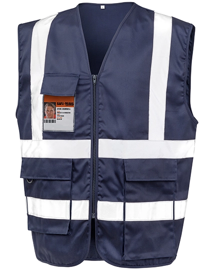 Heavy Duty Polycotton Security Vest zum Besticken und Bedrucken in der Farbe Navy mit Ihren Logo, Schriftzug oder Motiv.