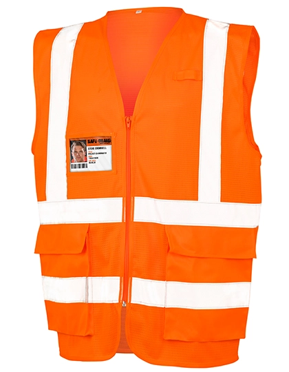 Executive Cool Mesh Safety Vest zum Besticken und Bedrucken in der Farbe Fluorescent Orange mit Ihren Logo, Schriftzug oder Motiv.