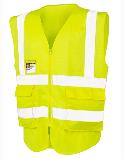 Executive Cool Mesh Safety Vest zum Besticken und Bedrucken in der Farbe Fluorescent Yellow mit Ihren Logo, Schriftzug oder Motiv.