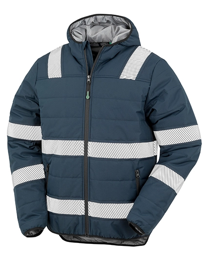Recycled Ripstop Padded Safety Jacket zum Besticken und Bedrucken in der Farbe Navy mit Ihren Logo, Schriftzug oder Motiv.
