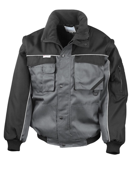 Zip Sleeve Heavy Duty Jacket zum Besticken und Bedrucken in der Farbe Grey-Black mit Ihren Logo, Schriftzug oder Motiv.