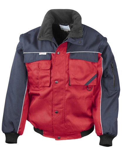 Zip Sleeve Heavy Duty Jacket zum Besticken und Bedrucken in der Farbe Red-Navy mit Ihren Logo, Schriftzug oder Motiv.